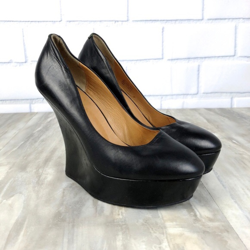 COPY - L.A.M.B black wedge heels